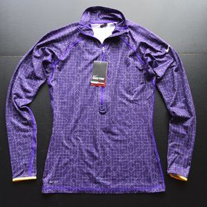 NIKE PRO PURPLE 1/2 ZIP TRAINING PULLOVER TOP